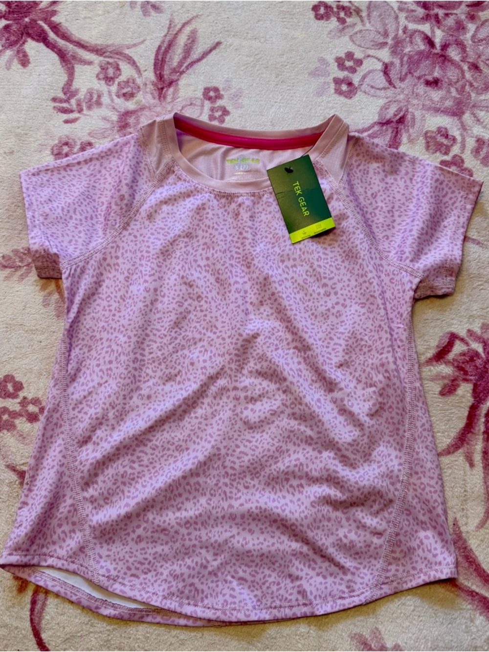 tek gear Girls' Light Pink Leopard-Print Active Tee